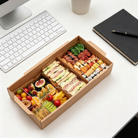 Boîte à emporter en papier kraft brun recyclable avec fenêtre, impression personnalisée pour boulangerie, pâtisserie, dessert, sandwich, sushi, emballage
