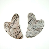 Bricolage Prix favorable Picasso Jaspe en forme de coeur Gua Sha Massage personnalisé Masseur des mains