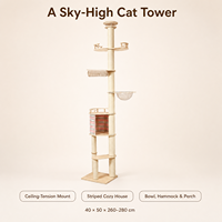 Arbre à chat en bois à 5 niveaux avec capsule spatiale transparente, lit pour chat, griffoir en sisal, arbre à chat vertical haut