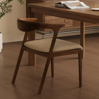 Chaise de salle à manger en bois massif de style nordique moderne minimaliste, finition noyer avec coussin, pour table de salle à manger, bureau ou cuisine.