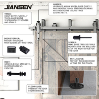 Kit de quincaillerie pour porte de grange coulissante en acier au carbone noir classique + POM à Double voie avec support de dérivation pour le bricolage à la maison