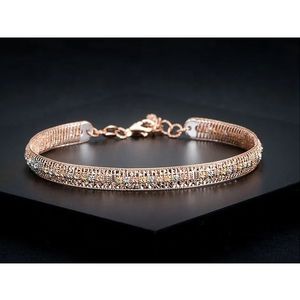 Xinfly Brazalete de Oro Puro de 18K con Cable Trenzado, 5.8mm, Hueco, Delgado, con Cuentas Láser, Antideslustre, Tres Colores, Última Colección, Regalos para Fiestas y Bodas - Product Image 3