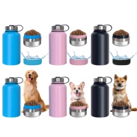 32oz 3-en-1 Portable petit chien bouteille d'eau en acier inoxydable chien bol mangeoire cadeau de noël pour les animaux de compagnie et les chats en plein air