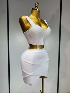 Robe bandage moulante pour femme, épaules dénudées, longueur midi, é<span class=keywords><strong>l</strong></span>égante, de luxe, sexy, pour soirée, club, anniversaire, style cé<span class=keywords><strong>l</strong></span>ébrité - Product Image 4