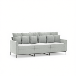 Sofá de 3 Plazas en Terciopelo Gris Claro, 100% Poliéster, Patas de Metal, Muebles Modernos para Sala de Estar - Product Image 1