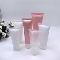 Envase de Tubo Cosmético de Plástico PE PCR Vacío de 50ml 200ml, Color Personalizado Rosa Crema, Tapa Abatible, Logotipo Personalizado, Serigrafía, Cuidado de la Piel