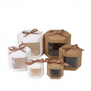 Foldable Kraft Paper <b>Boxes</b> with Matt Lamination Recyclable Ribbon Party Favour Gift Packaging Window Wedding Birthday - Product Image 3