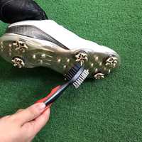 Brosse de nettoyage de clubs de golf en gros, double face, rétractable, outil de nettoyage des rainures de golf en laiton et nylon
