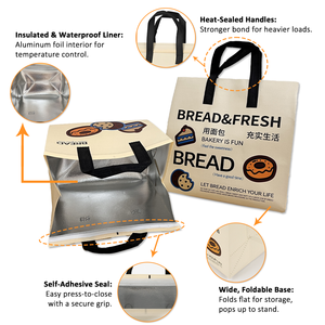 Sac isotherme personnalisé en non-tissé avec feuille d'aluminium, sac de pique-nique thermique - Product Image 5