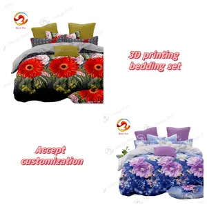 Grosir diskon besar Set seprai sampul duvet poliester gambar mawar merah besar gaya 3d desain kustom mewah dari pemasok Tiongkok