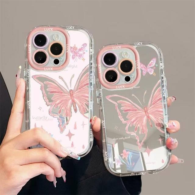 Butterflies Mirror Mobile Phone Cases for Iphone17 Air 16 15 Plus Pro Max 14 13 12 11 Back Protective Shockproof Cover Customize