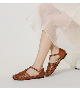 Sandalias Romanas Xuanhui Fashion de 1.5cm con Suela Plana, Punta Cerrada, Tiras Tejidas, Cómodas, Retro, Casuales, Estilo Pescador para Mujer - Product Image 6