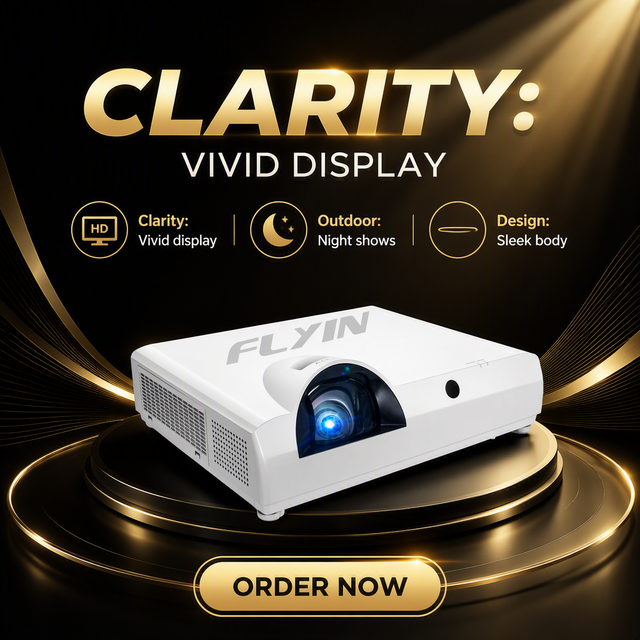 Flyin C1SW High Lumens WXGA 3LCD Ultra Short Throw Projector Business Education 4500  Lumens Laser EU/US/UK Projector Screen