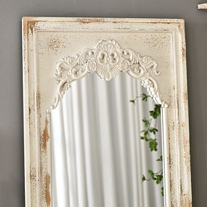 Espejo de Pared Rectangular con Marco de Madera Rústica Blanca Envejecida, Decorativo y Ecológico - Product Image 3