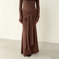 Robe Longue Décontractée et Élégante pour Femme, Couleur Unie, Coupe Ample, Nouvelle Collection Printemps-Été 2026 Europe-Amérique