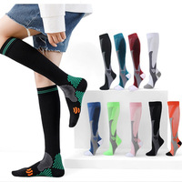 Chaussettes de compression en nylon pour mollets - Absorbantes, anti-frottement, motif uni, pour jeunes, sports, cyclisme, yoga, marathon, course à pied