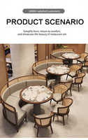 Ensemble de table à manger pour café moderne Mobilier pour restaurant Tables et chaises de salle à manger de luxe rondes en acier inoxydable et marbre