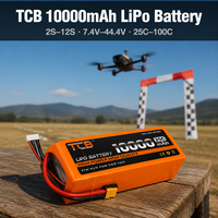 Batterie LiPo TCB 10000mAh 2S-12S 7.4V-44.4V 25C-100C à décharge élevée pour drone FPV, quadricoptère, avion RC, voiture RC