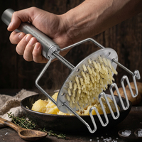 Écrase-pommes de terre manuel en acier inoxydable 430, robuste, double action, pour viande et pommes de terre