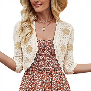 JOKELAMB Women's Floral <strong>Bolero</strong> <strong>Shrug</strong> Cropped Knit Sweater Open Front Casual Elegant Jacket <strong>for</strong> <strong>Dresses</strong> - Product Image 1