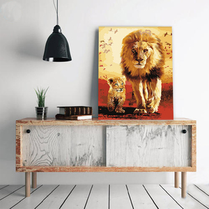 Kit educativo DIY para niños, regalo de cumpleaños, pintura Animal para madre y bebé por número León - Product Image 3