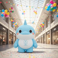 Mascotte gonflable personnalisée Requin Licorne Bleu - Personnage gonflable personnalisé pour événements, logo/taille sur mesure, conception 3D gratuite