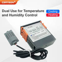 Thermostat numérique à double affichage 12V 24V 220V AC DC pour chauffage refroidissement humidificateur