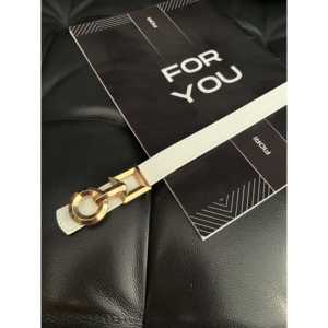 Ceinture de créateur pour femme avec boucle en alliage en forme de D, en tissu polyester décontracté, couleur blanc doré, taille standard - Product Image 1