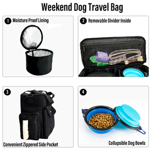 Tragbare Hunde übernacht tasche 2 zusammen klappbare Schalen Weekend Pet Travel Bag Set Airline Approved Tote inklusive Aufbewahrung von Lebensmitteln - Product Image 3