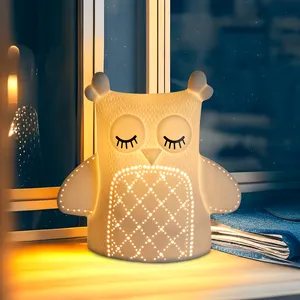 Luz cálida para niños, iluminación nocturna para interiores, decoración del hogar, luz nocturna de cerámica eléctrica