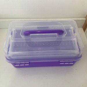 Boîte de rangement en plastique rectangulaire 600g pliable pour vêtements, couleur violette - Product Image 2