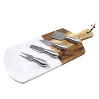Set de table en marbre fait à la main pour restaurants assiette de service décorative avec corde suspendue ensemble de planche d'acacia en marbre