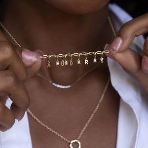 Pembuatan Perhiasan DIY Kustom Berlapis Emas 14K Hadiah Huruf Alfabet Kustom Inisial Angka Liontin Kalung Anting Ulang Tahun - Product Image 3