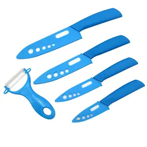 Set di coltelli in ceramica promozionale da 3/4/5/6 pollici 5 pezzi di vendita calda di alta qualità con Set di coltelli in ceramica da cucina pelapatate