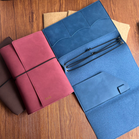 Carnet de notes A5 en cuir PU vintage personnalisé avec logo, pochette multi-cartes, sangle élastique, couverture de carnet de notes