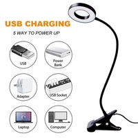 Lecture travail chambre USB anneau tête col de cygne flexible protection des yeux support de musique Clip sur le côté LED lampe de bureau lampe de Table