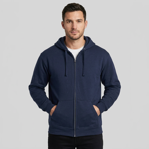 Sudadera con capucha y cremallera para hombre, 100% algodón, impermeable, ecológica, transpirable, diseño moderno, cuello con cremallera, venta al por mayor - Product Image 1