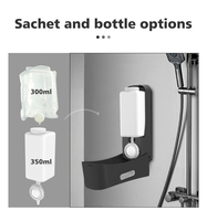 En stock usine OEM Mini 300ML Salle de bain Manuel Douche à jet unique Distributeur de savon pour les mains Montage mural Distributeurs de shampooing pour hôtels