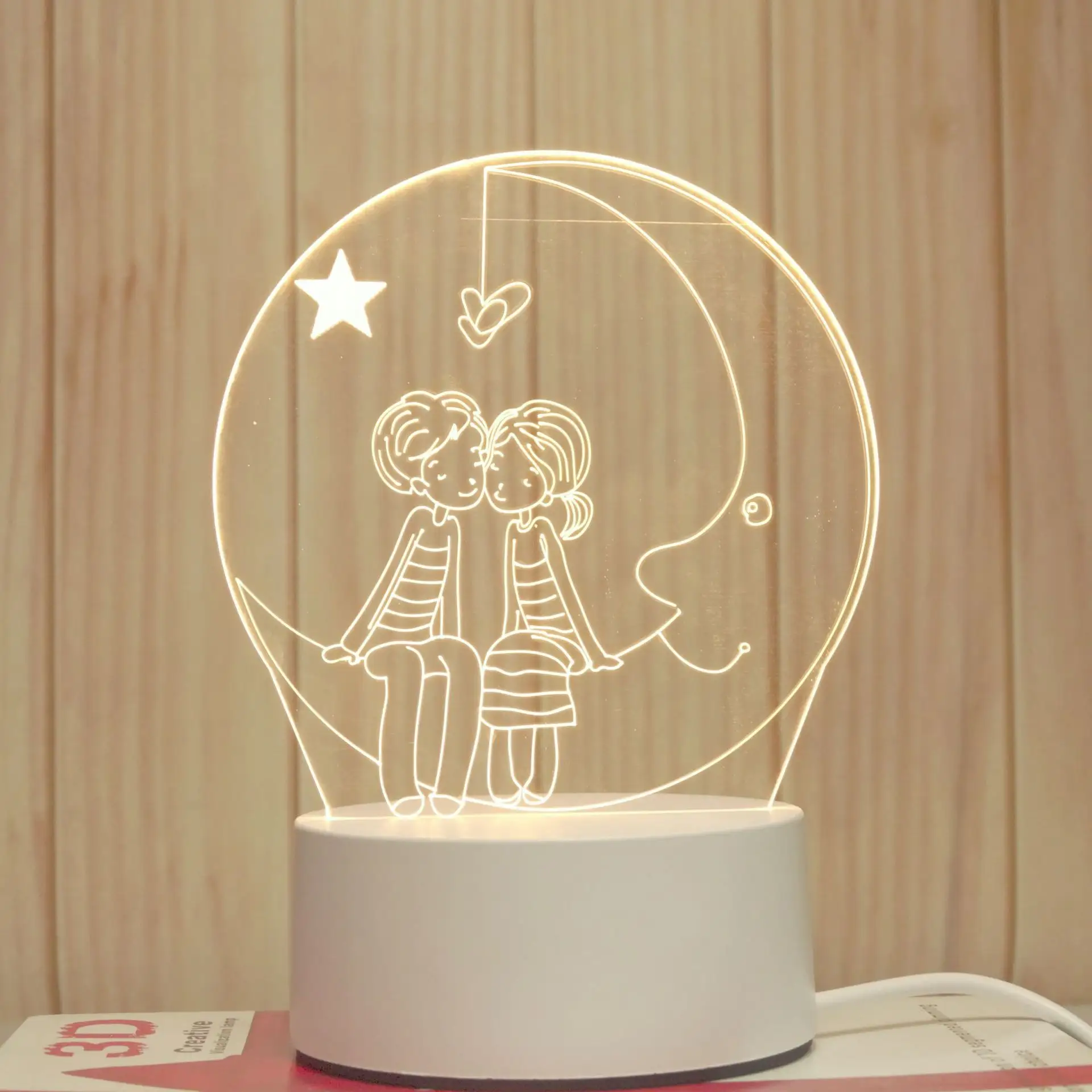 Новая оригинальная креативная 3D Иллюзия аниме акриловая Светодиодная лампа Рождественская лампа Декор для детской комнаты светодиодная основа ночник