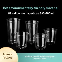 Gobelet à bulles en PET épaissi, jetable, écologique, de style influenceur, en forme de U, 89-sip, pour thé au lait et café à emporter