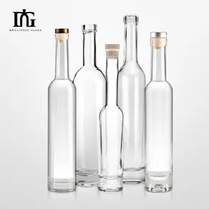 Fabricant Flint personnalisé clair 100ml 200ml 375ml 750ml bouteille en verre de vin de glace à long cou, haute bouteille de vin de glace mince de haute qualité