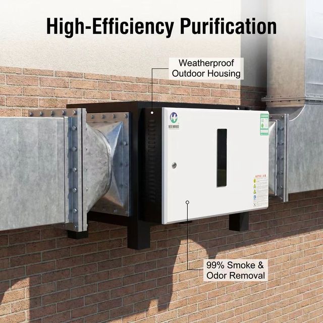 Commercial Kitchen Electrostatic Precipitator Oil Smoke Purifier Electrostatic Air Filter 98% Purification CE ISO9001