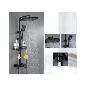 Factory low price treatment shower panel household black thermostatic shower set