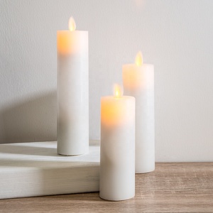 Flamme mobile D5 pilier plat blanc paraffine minuterie à piles à la maison décoration de mariage a mené la cire de bougie - Product Image 2