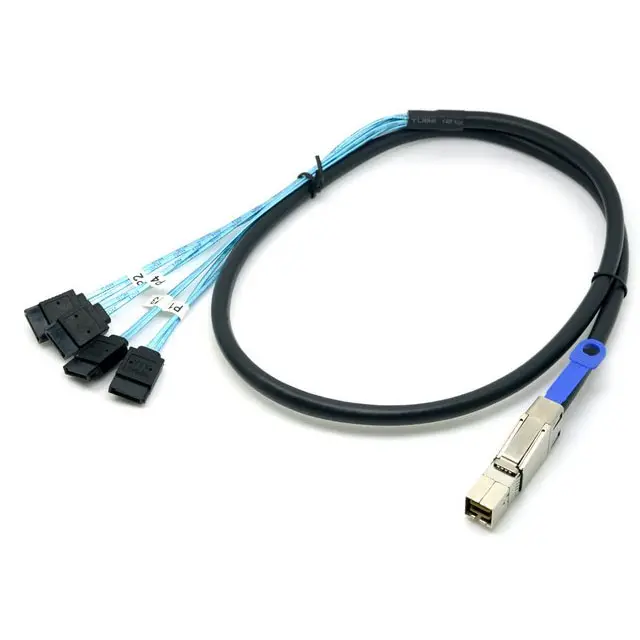 3 mét Mini SAS HD SFF 8644 đến 90 độ 4 SATA nối tiếp ATA Ổ Cứng Cáp truyền dữ liệu