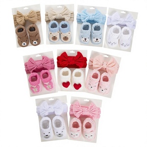 Ensemble de chaussettes et bandeaux pour bébé avec nœud, chaussettes de cheville et chaussures antidérapantes respirantes décontractées pour nouveau-nés et tout-petits - Product Image 3