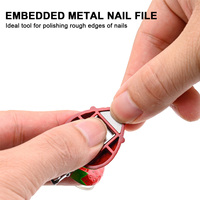 Coupe-ongles pliable mini créatif en forme de fraise, en acier inoxydable, avec porte-clés de voyage