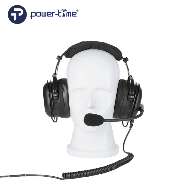 PTE-750 Professional Heavy Duty Noise Reduction 2-Way Radio Wired Headband Earmuff Headset with Big Round PTT