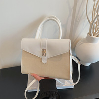 Nouveau sac à main élégant et tendance en polyester avec fermeture éclair, motif patchwork coloré, style western, motif tissé, petit format carré