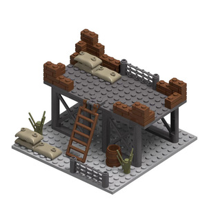 Set de Base para Escenas Tácticas de Bloques de Construcción de Plástico ABS, Fortaleza, Campamento, Poste de Defensa, Compatible con Figuras de Ladrillos, Juguete de Ensamblaje DIY para Exhibición - Product Image 4
